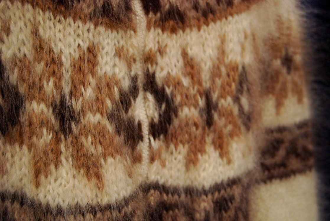 Handknit Mohair Hoodie Zipper-Front Cardigan Sweaters