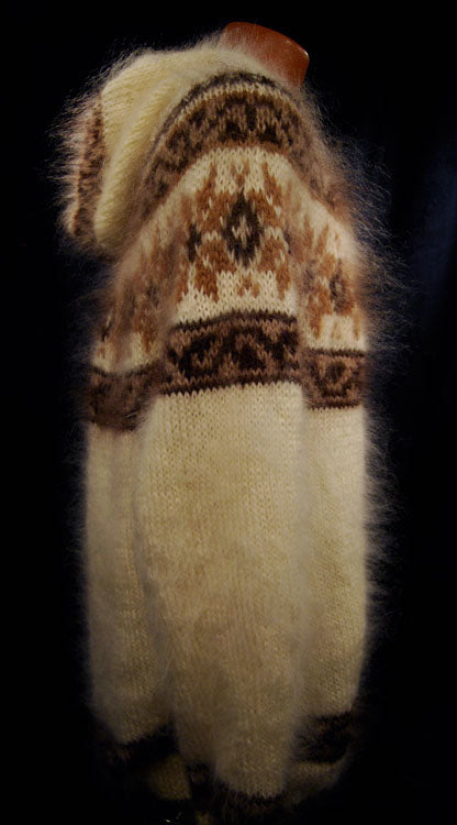 Handknit Mohair Hoodie Zipper-Front Cardigan Sweaters