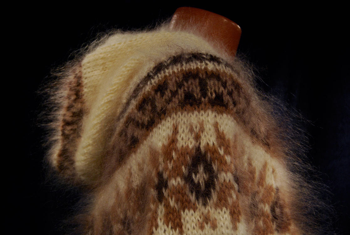 Handknit Mohair Hoodie Zipper-Front Cardigan Sweaters