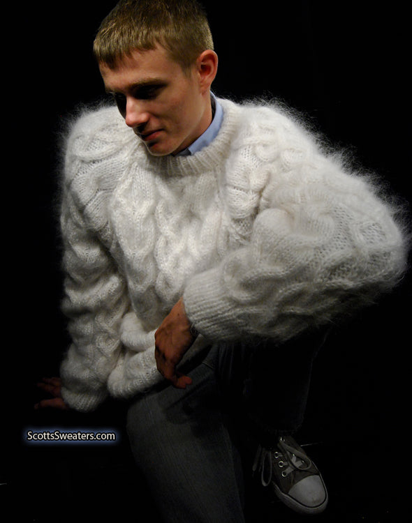 Men's Handknit Thick Cabled Mohair Sweaters