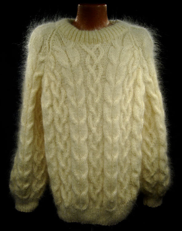 Men's Handknit Thick Cabled Mohair Sweaters