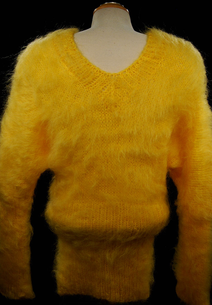 Woman's Fuzzy Yellow Mohair Sweater