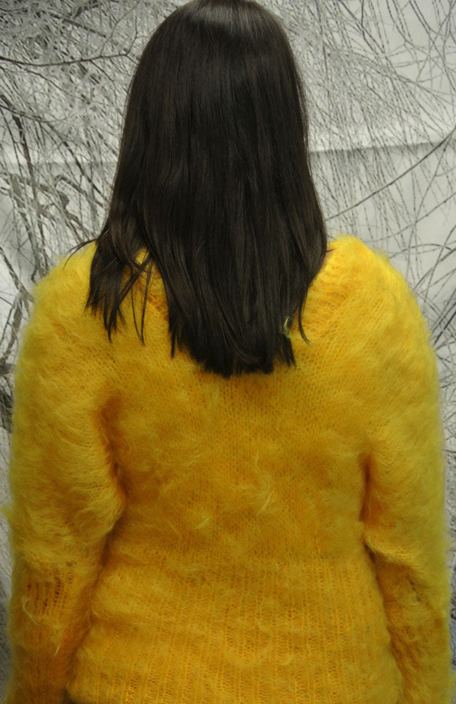 Woman's Fuzzy Yellow Mohair Sweater