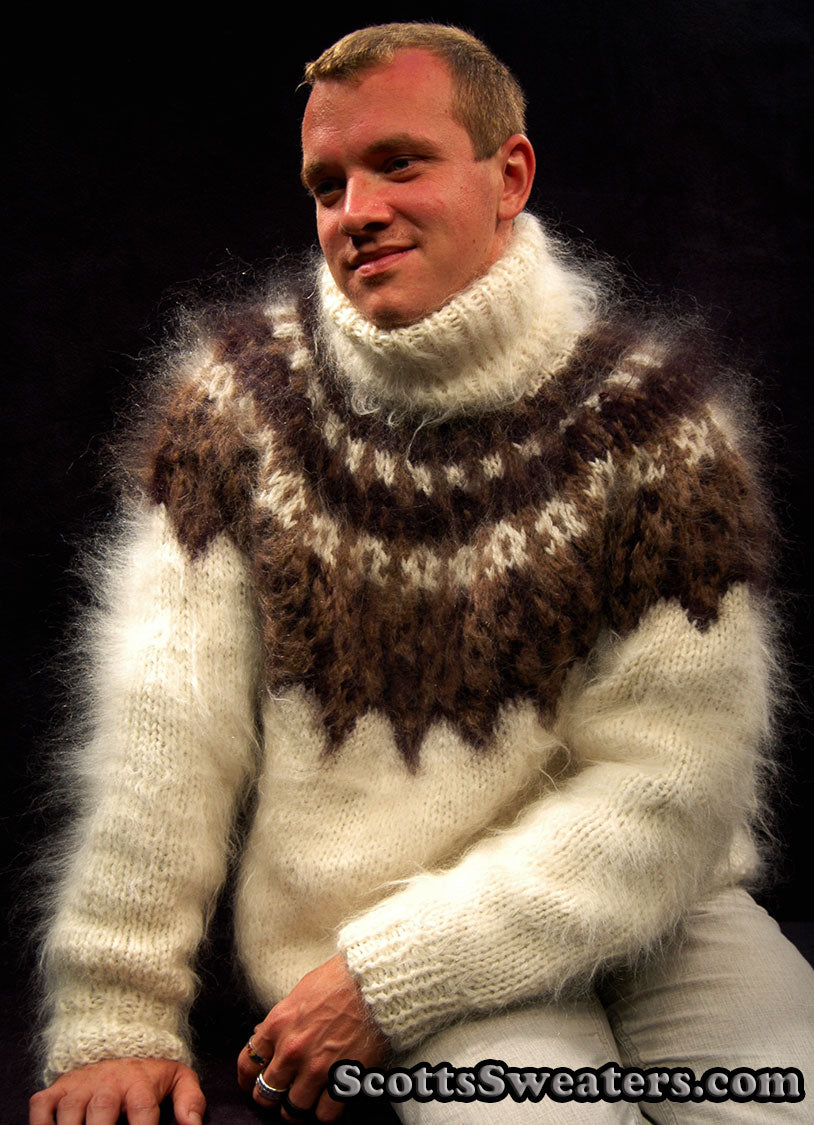 Men's Hand-knit Turtleneck Mohair Sweater