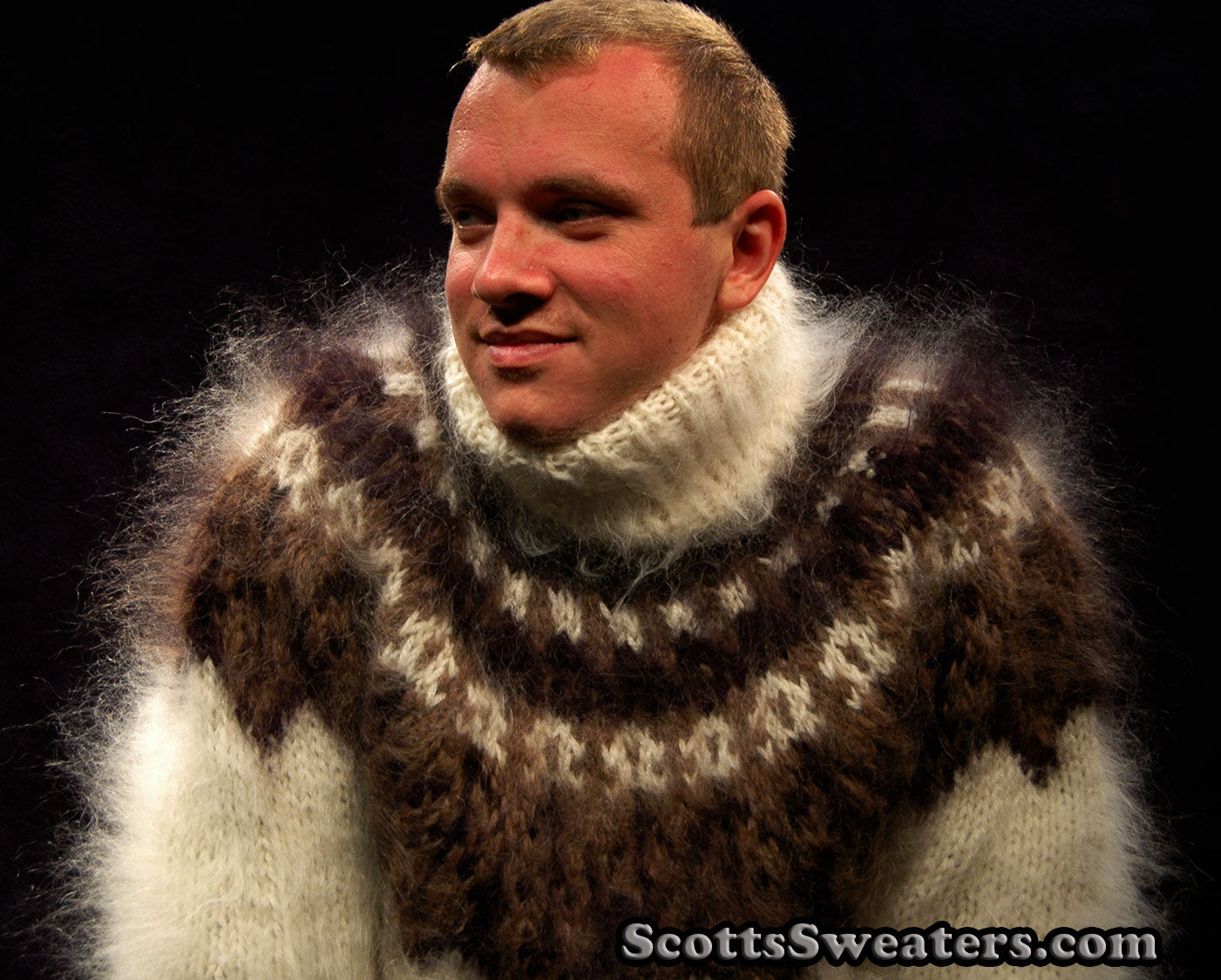 Men's Hand-knit Turtleneck Mohair Sweater