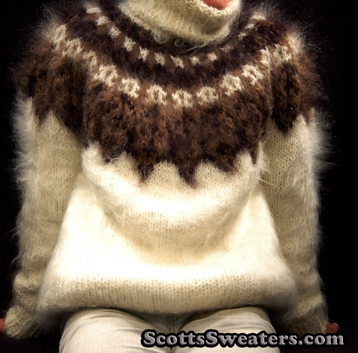 Men's Hand-knit Turtleneck Mohair Sweater