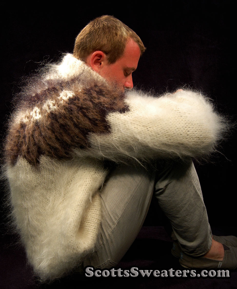 Men's Hand-knit Turtleneck Mohair Sweater