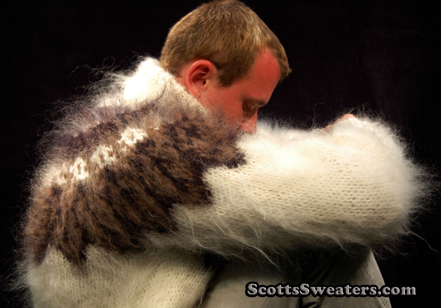 Men's Hand-knit Turtleneck Mohair Sweater