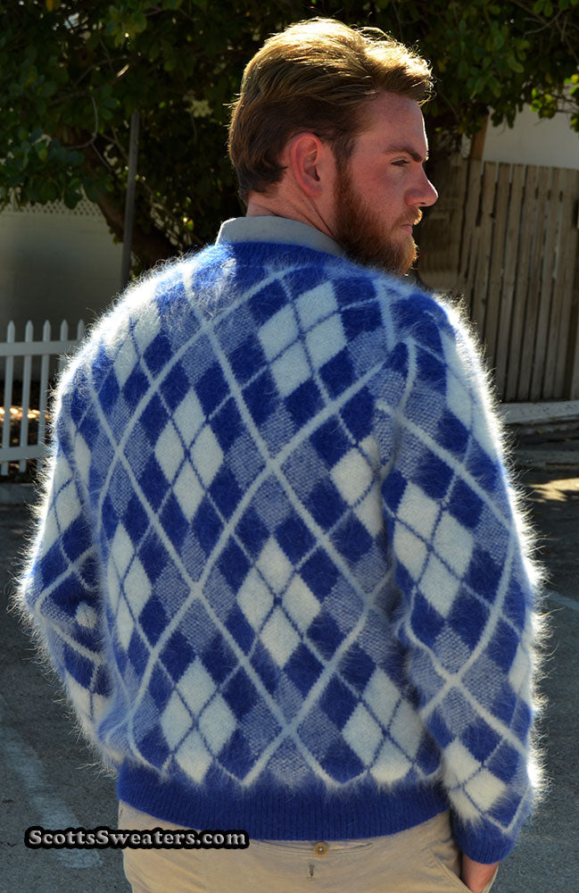 Men's Argyle Angora Cardigan Sweater
