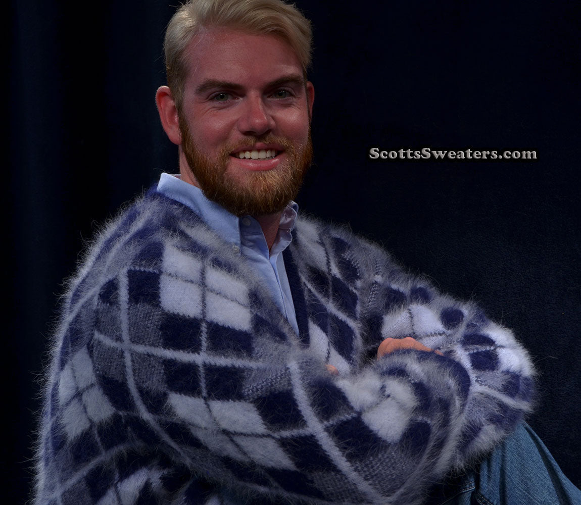 Men's Argyle Angora Cardigan Sweater