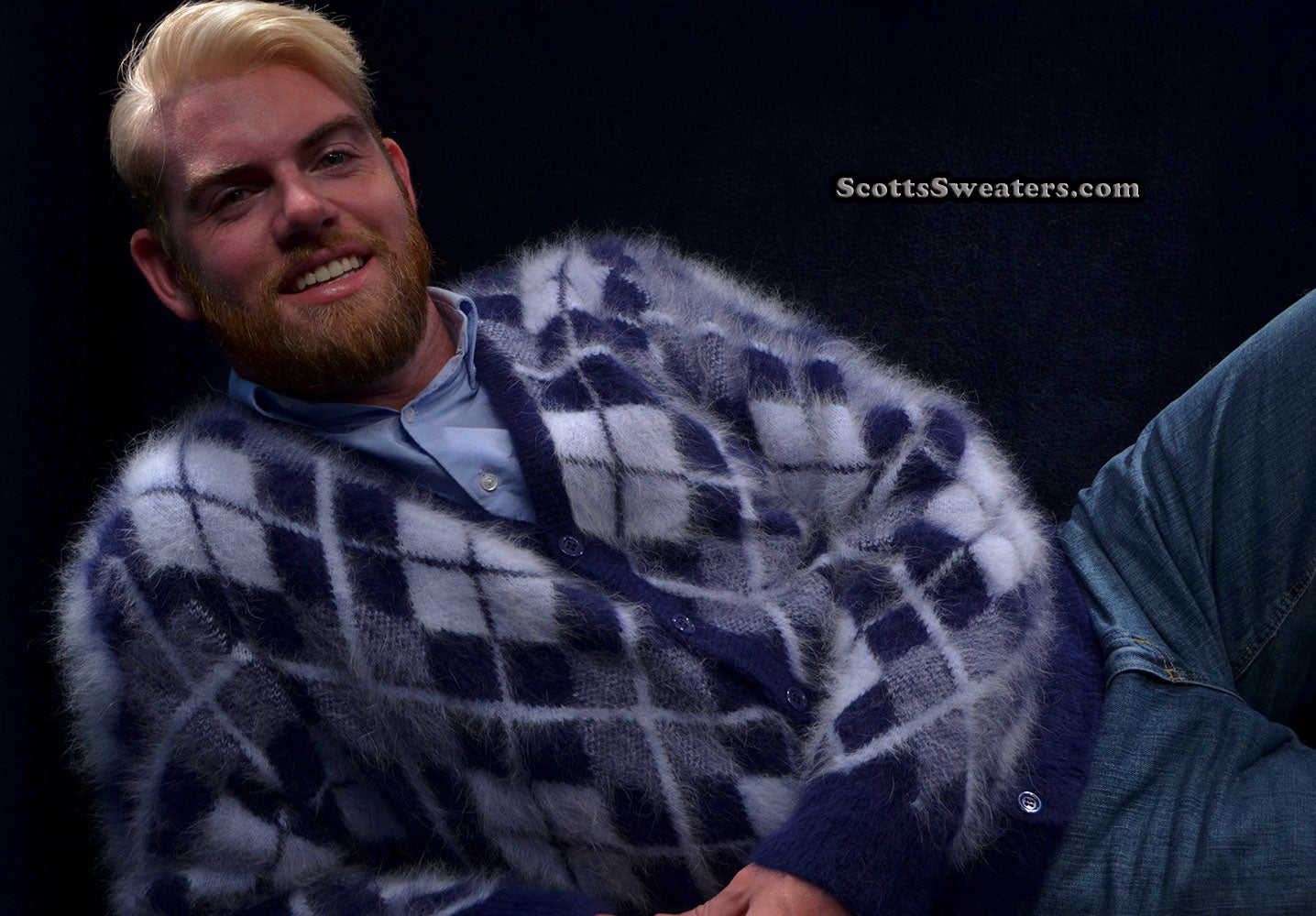 Men's Argyle Angora Cardigan Sweater