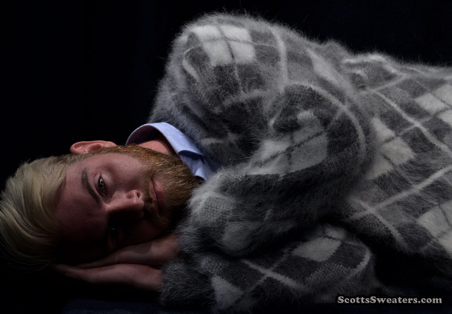 Men's Argyle Angora Cardigan Sweater