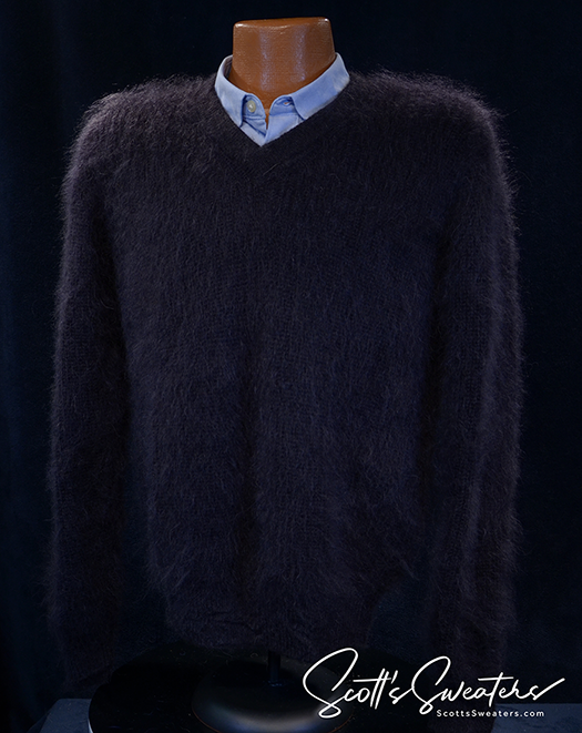 Men's Shaggy Mohair V-neck Pullover Sweaters