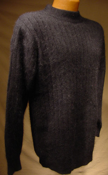 Woman's Black Angora Crewneck Sweater by Rafaella
