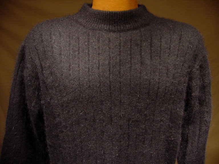 Woman's Black Angora Crewneck Sweater by Rafaella