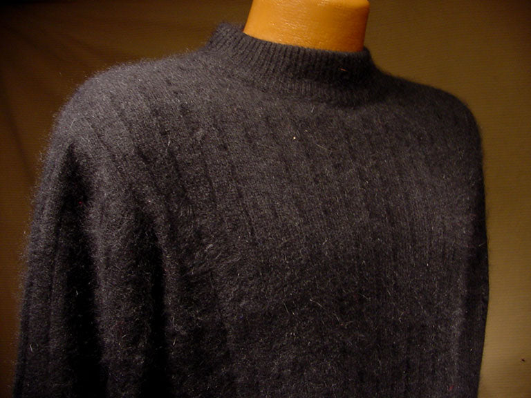 Woman's Black Angora Crewneck Sweater by Rafaella