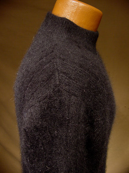 Woman's Black Angora Crewneck Sweater by Rafaella