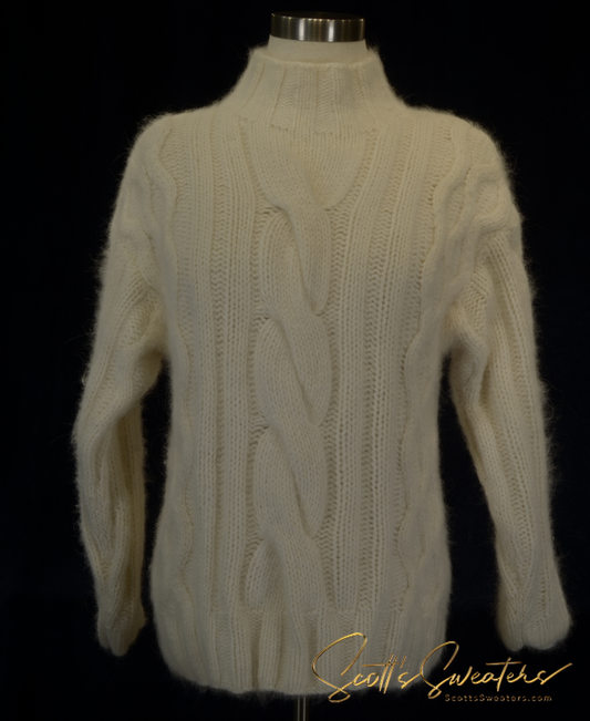 Woman's Ultra-Comfortable Cabled Mock-Turtleneck Sweater [097-008]