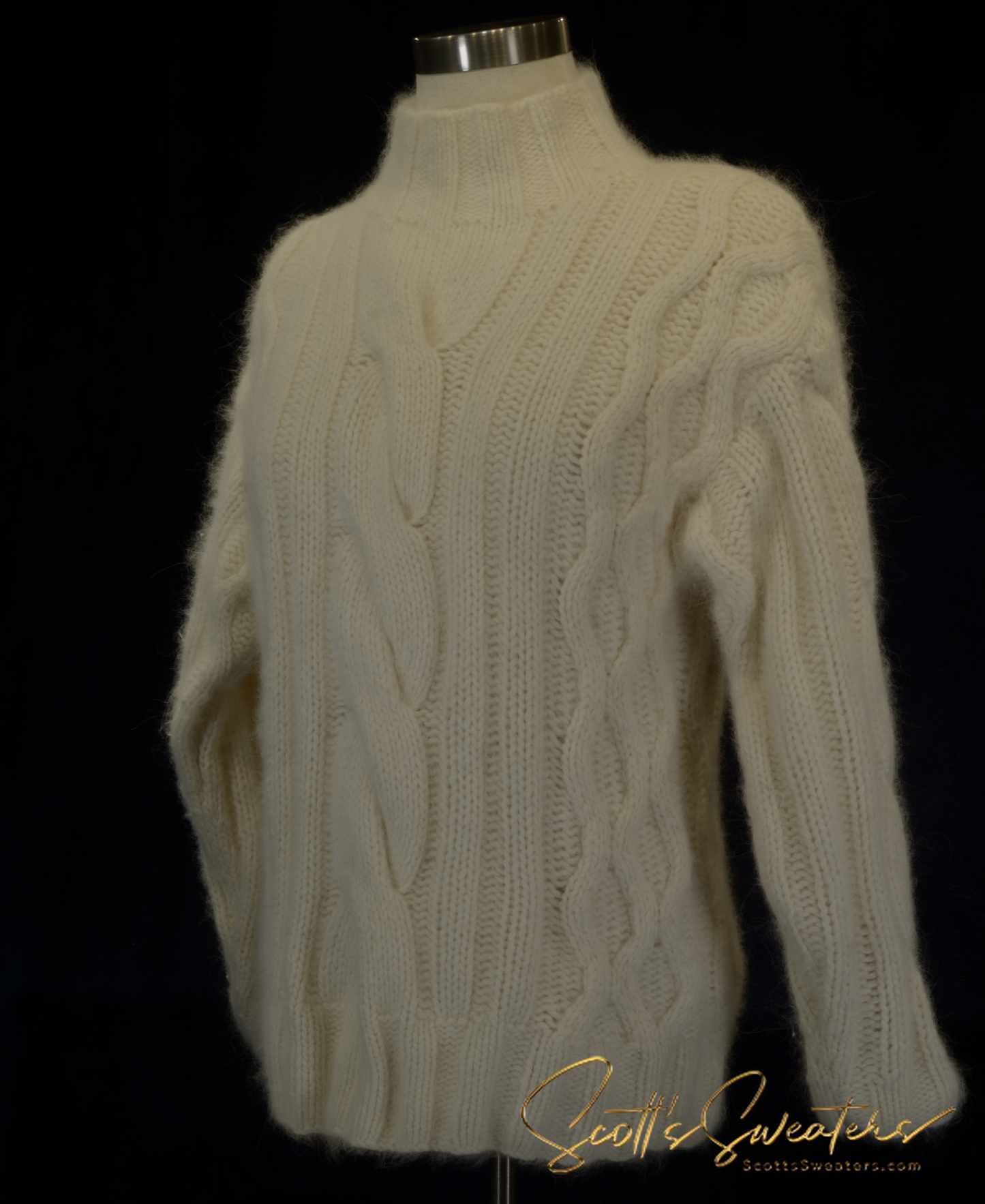 Woman's Ultra-Comfortable Cabled Mock-Turtleneck Sweater [097-008]