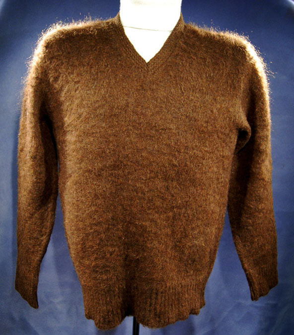 Retro Brown Original Mohair V-Neck Sweater by Legionnaire Sportswear [#117-005]