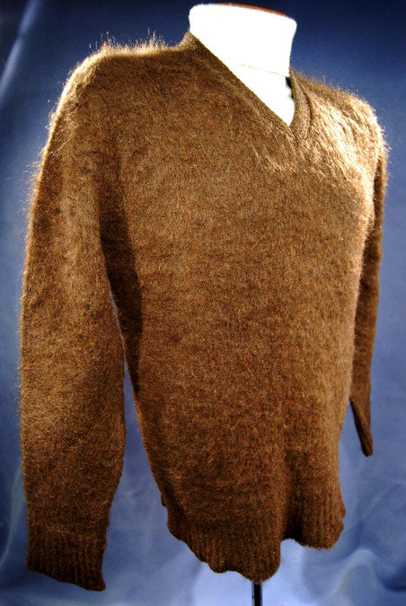 Retro Brown Original Mohair V-Neck Sweater by Legionnaire Sportswear [#117-005]