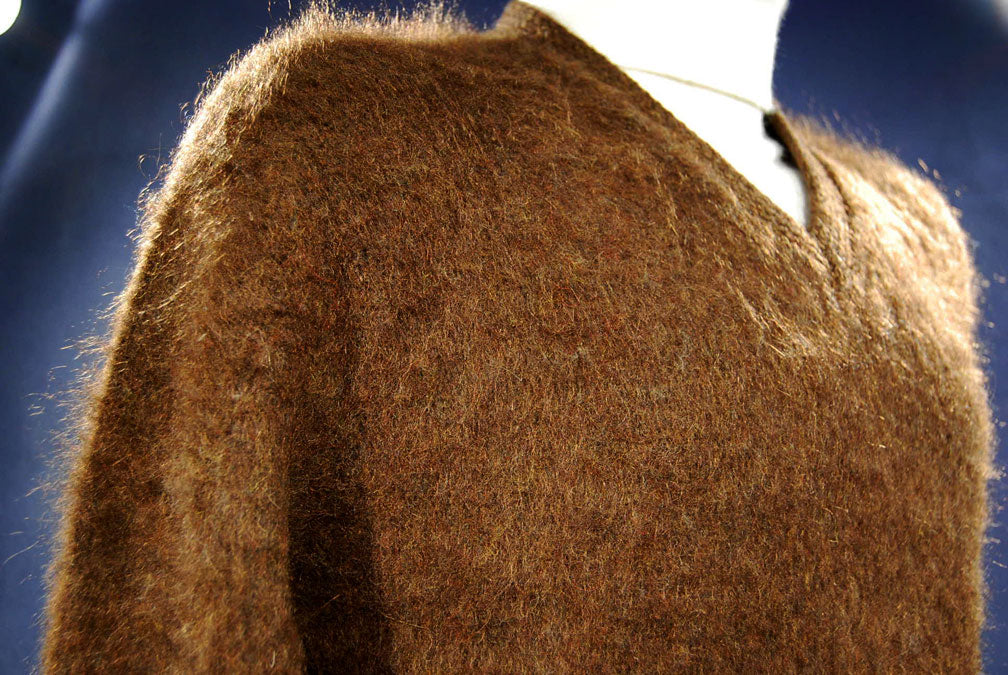 Retro Brown Original Mohair V-Neck Sweater by Legionnaire Sportswear [#117-005]