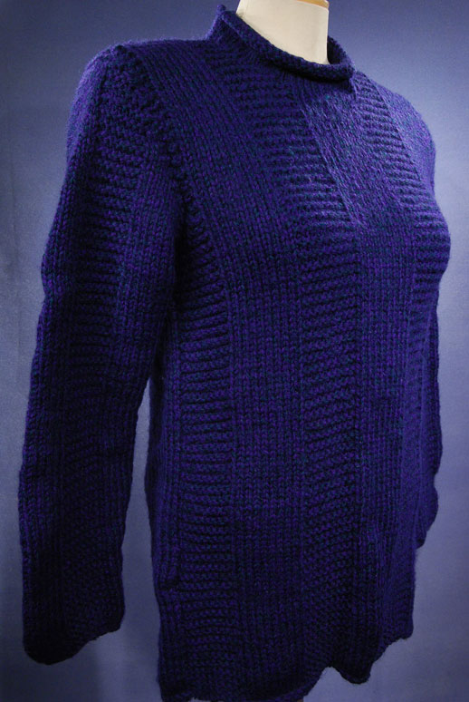 Woman's Dark-blue Hand-knit Wool-Acrylic Rollneck Sweater