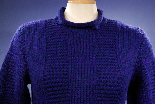 Woman's Dark-blue Hand-knit Wool-Acrylic Rollneck Sweater