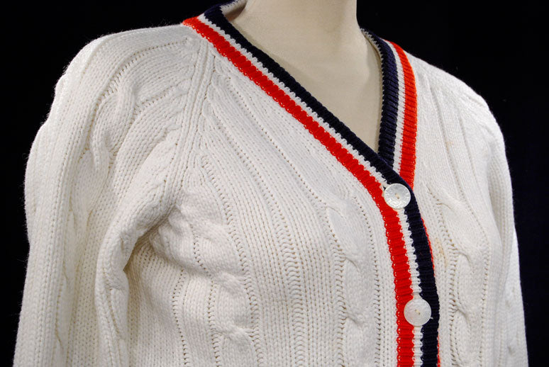 Woman's Retro Cardigan Tennis Sweater [#183-004]