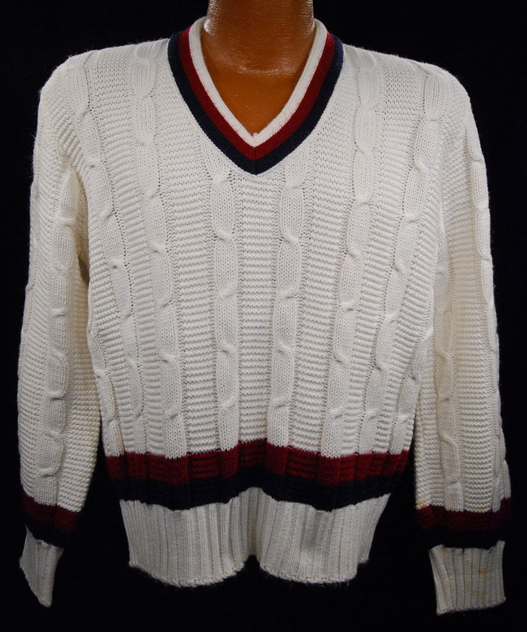 Men's Classic V-neck Pullover Tennis Sweater [#186-005]