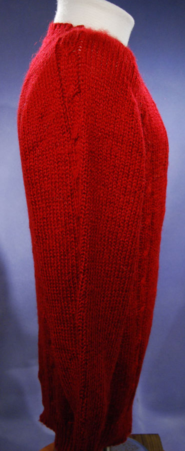 Red Faux-Mohair V-Neck Sweater [#192-003]