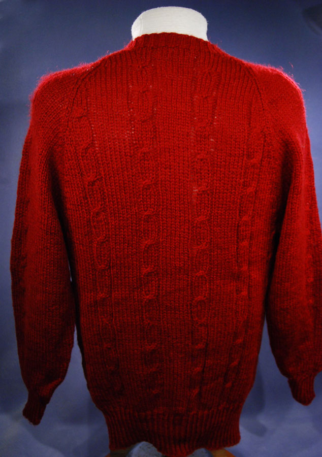 Red Faux-Mohair V-Neck Sweater [#192-003]