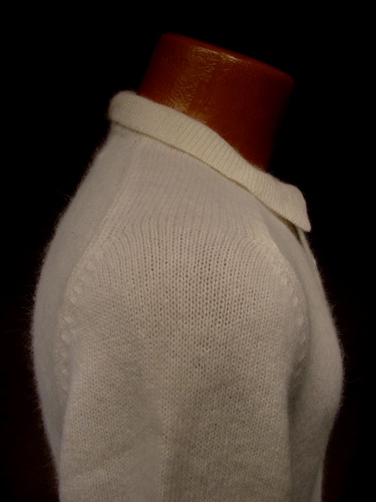 Woman's White Angora Three-Button Sweater-Shirt by Essentials
