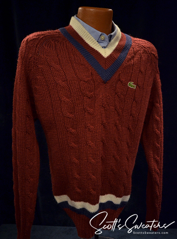 Men's Classic Retro Burgundy Izod Tennis Sweater [#198-002BurgW/B]