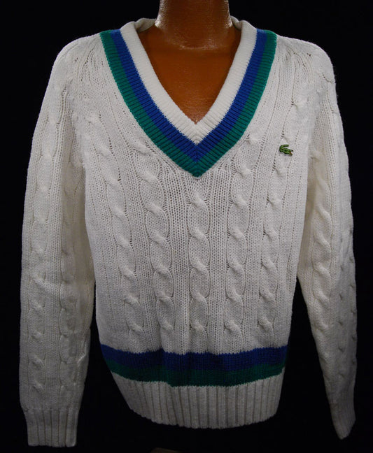 Men's Classic Retro Izod Tennis Sweaters Blue/Green Stipes [#198-003]