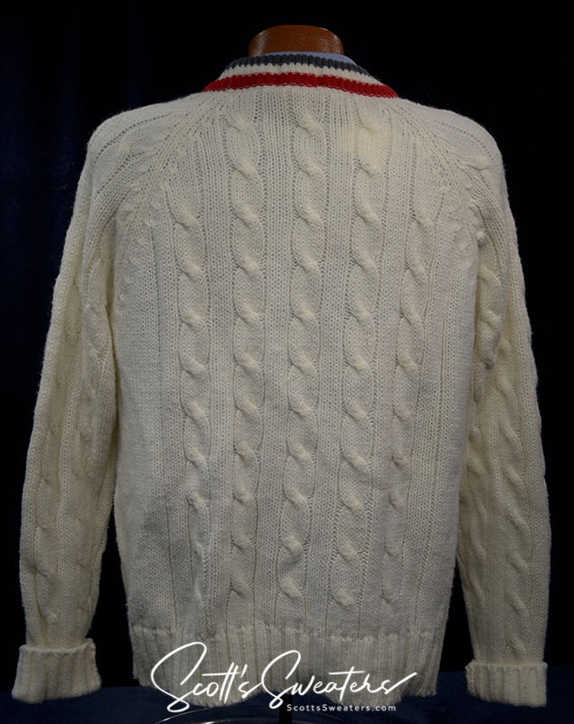 Men's Classic Retro Izod Cardigan Tennis Sweater with Striped Trim [#198-002c]