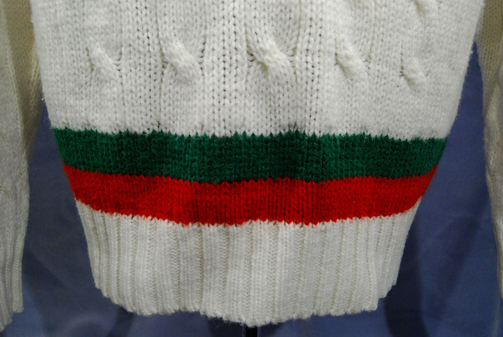 Men's Classic Retro Izod Tennis Sweaters Green/Red Stipes [#198-006]