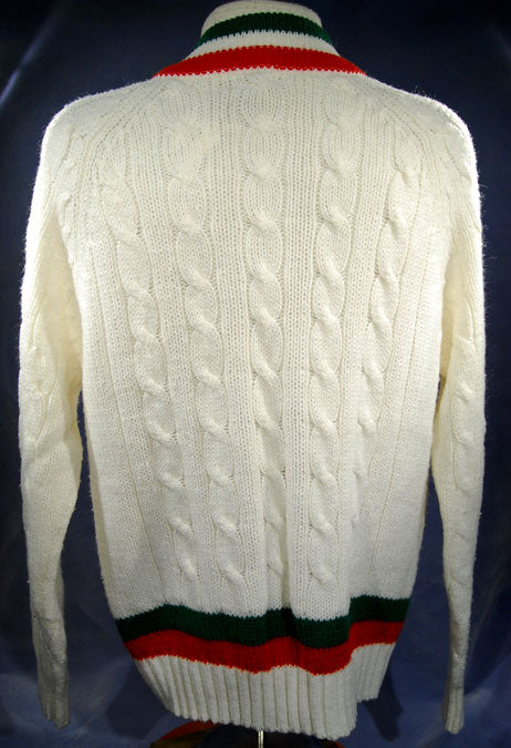 Men's Classic Retro Izod Tennis Sweaters Green/Red Stipes [#198-006]