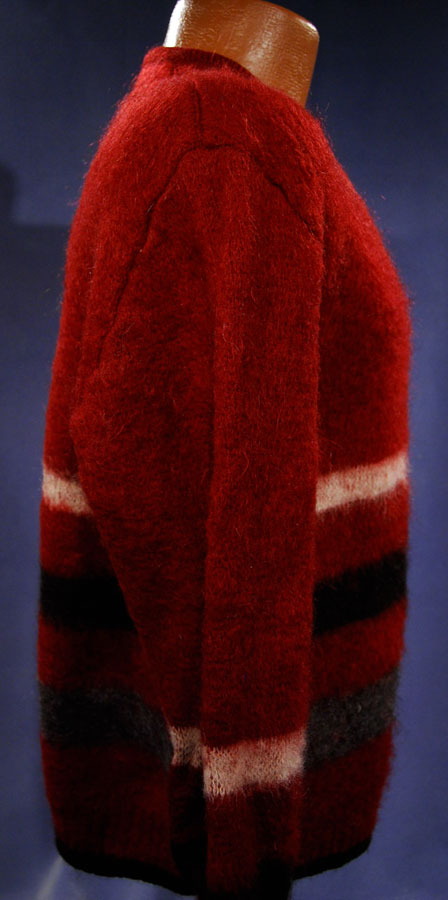 Men's Rare Red Retro Classic Mohair Cardigan Sweater [#400-046]