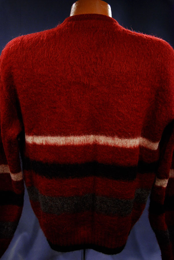 Men's Rare Red Retro Classic Mohair Cardigan Sweater [#400-046]