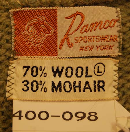 Retro Light-green Mohair V-Neck Sweater by Ramco Sportswear [#400-098]