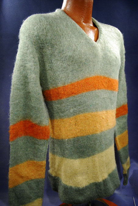 Retro Light-green Mohair V-Neck Sweater by Ramco Sportswear [#400-098]