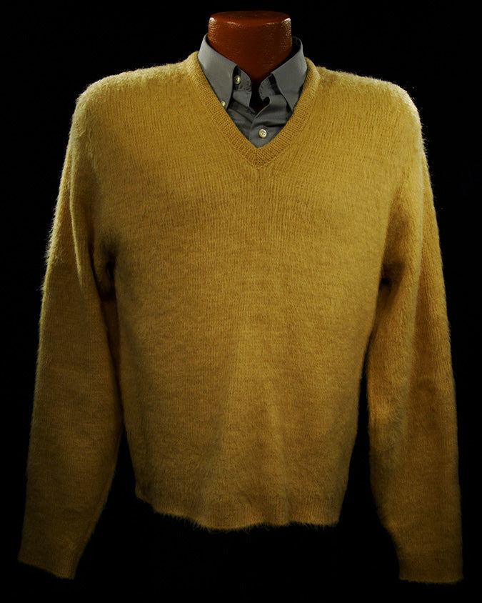 Retro Yellow Original Mohair V-Neck Sweater by Campus [#500-053]