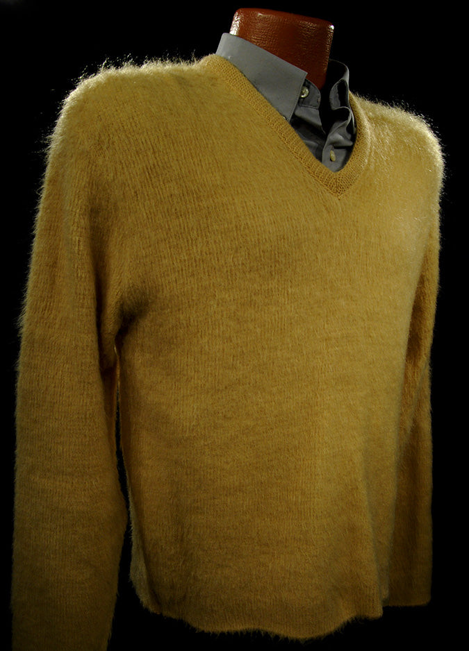 Retro Yellow Original Mohair V-Neck Sweater by Campus [#500-053]