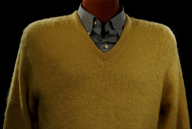 Retro Yellow Original Mohair V-Neck Sweater by Campus [#500-053]