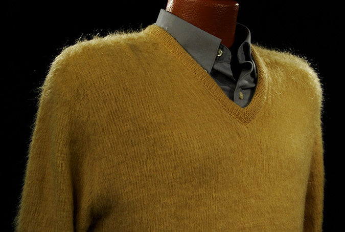 Retro Yellow Original Mohair V-Neck Sweater by Campus [#500-053]