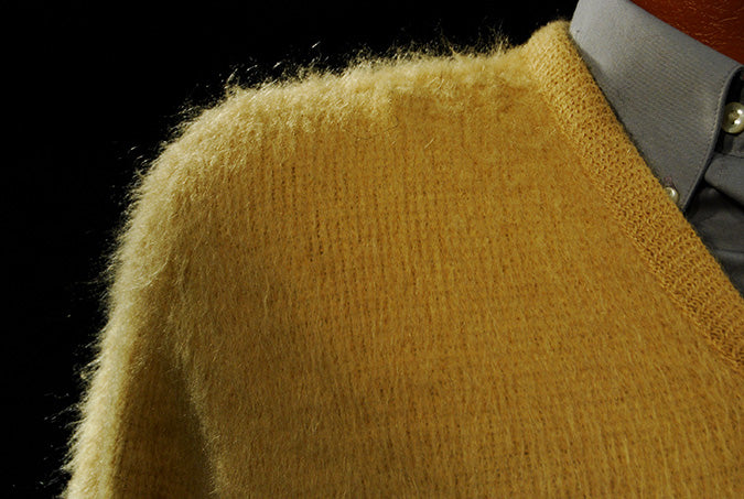 Retro Yellow Original Mohair V-Neck Sweater by Campus [#500-053]