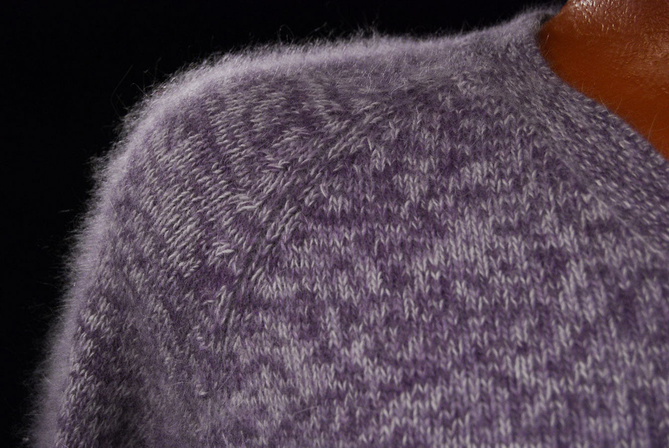 Woman's Purple/White Angora V-neck Sweater by White Stag
