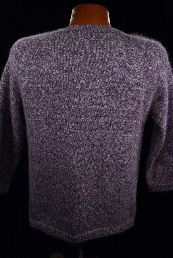 Woman's Purple/White Angora V-neck Sweater by White Stag