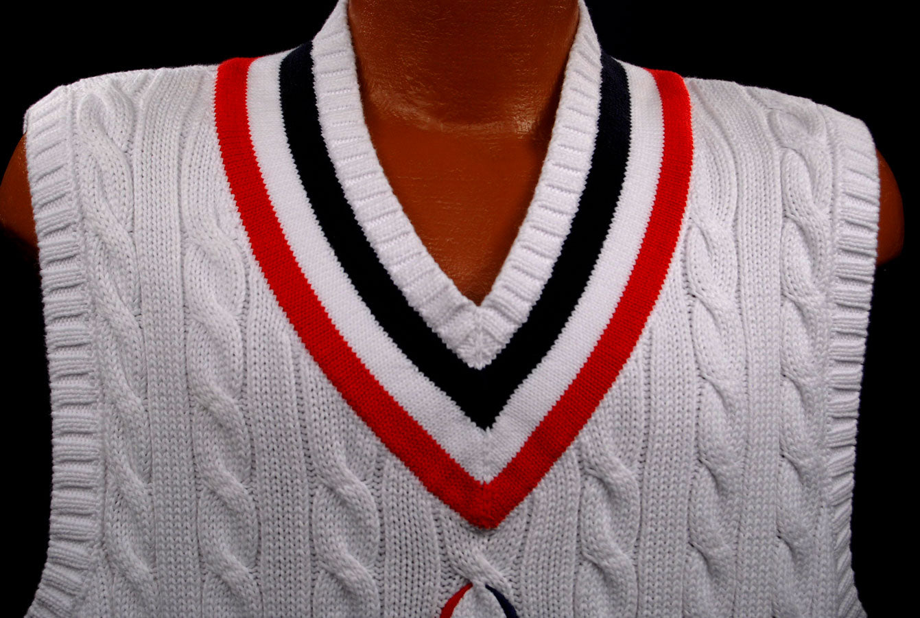 Men's USA Olympics Cable-Knit Sleeveless Tennis Sweater Vest by Polo Ralph Lauren [#601-059NP]